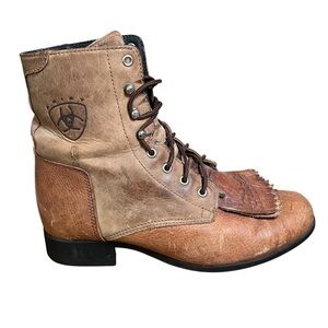 Ariat Heritage II Lacer Brown Leather Boots Kiltie Sz 6.5 Women Riding Booties